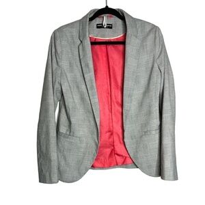 Dorothy Perkins Grey & Pink Plaid Open Front Blazer, size 6